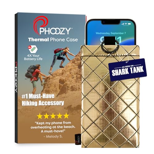 PHOOZY Apollo II Thermal Phone Case with NASA-Derived Technology - Extends Battery Life 4X in Hot or Cold Weather - Military Grade 8-Foot Drop Protection Insulated Pouch - Medium Gold - color: Apollo II Gold, size: MEDIUM