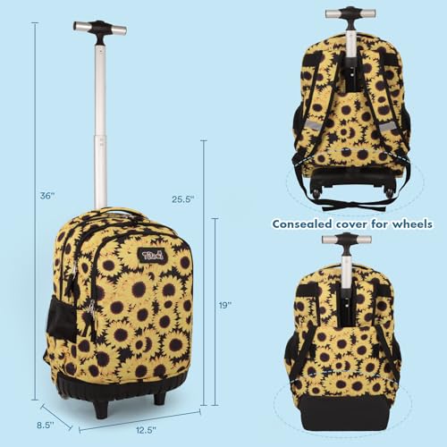 Tilami Rolling Backpack for Boys and Girls,Sunflower - color: Sunflower