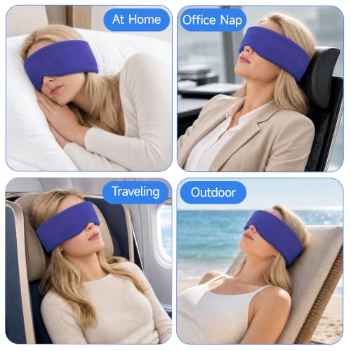 Cotton Sleep Eye Mask for Men and Women, 100% Blocking Light Sleeping Mask - color: Blue