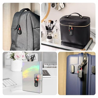 3 Pcs Mini Padlock, 3 Digits Combination, Black for Kids Diary Backpack - color: Black