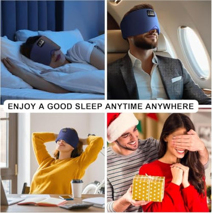 LC-dolida Sleep Mask with Bluetooth Headphones, Ice Silk Sleep Mask with Bluetooth 5.4, Total Blackout Eye Mask for Sleeping, Soft Sleep Mask for Women Men, All Night Sleep, Travel(Navy) - color: Navy