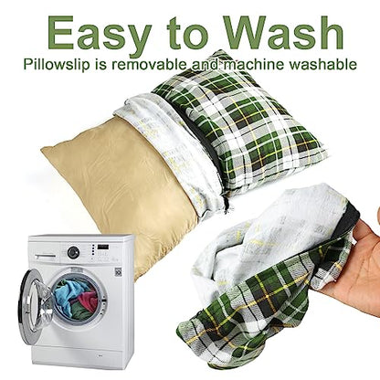 Outdoor Camping Pillow Lightweight, Compressible, Flannel Travel Pillow Cases, Washable Removable Pillow Cover Camping and Backpacking Green - color: Green
