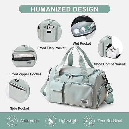 Small Gym Bag for Women, Travel Duffle Bag Carry On Weekender Bag with Shoe Compartment - color: 29#All Grey, style: Gym Bag&toiletry Bag