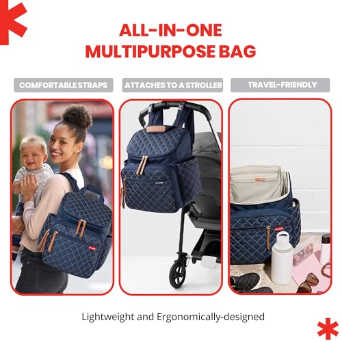 Skip Hop Diaper Bag Backpack: Forma, Multi-Function Baby Travel Bag with Changing Pad & Stroller Attachment, Navy - color: Navy