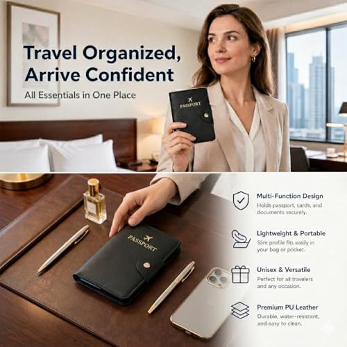 Passport Cover Travel Wallet Holder Case PU Leather Black - color: Black