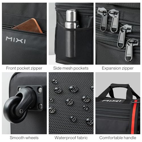 mixi Travel Bag with Wheels Expandable Foldable Luggage Bag Collapsible Rolling Travel Bag Duffel Bag Large Capacity Suitcase for Men Women, Black - color: Black