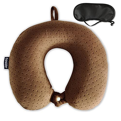 Memory Foam Travel Pillow, U Shape Neck Pillows, Brown - color: Brown
