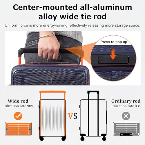 Luggage Sets 2 Piece(20in/30in) Suitcase Set w/TSA LOCK - color: Navy, size: 2-Piece Set (20"/30'')