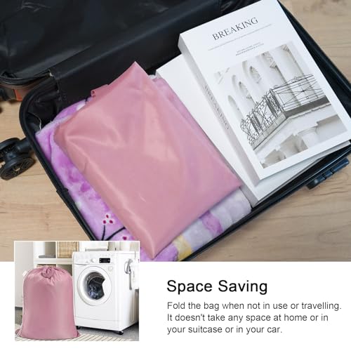 Polecasa 2 Pack Extra Heavy-Duty Laundry Bag with Handles, Pink, 28x36" - color: Pink, size: 28" x 36" | 2 Pack