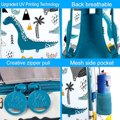 CCJPX 3Pcs Backpack for Boys, 16 Inch Preschool Elementary Kindergarten School Backpacks and Lunch Box - color: Aa2-white Dinosaur