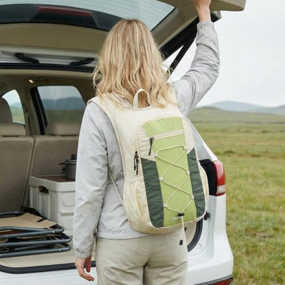 G4Free 20L Lightweight Packable Hiking Backpack for Women Men - color: Beige+lime Green+forest Green