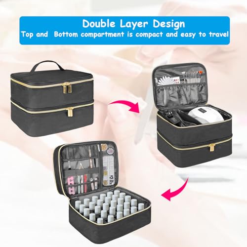 Boczif 2 Layer Nail Polish Organizer for 30 Bottles (Black) - color: Black