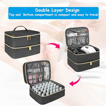 Boczif 2 Layer Nail Polish Organizer for 30 Bottles (Black) - color: Black