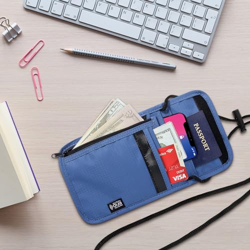 Likesing 5.5" L x 7.9" W Travel Neck Wallet, RFID Passport Holder (Blue) - color: Blue