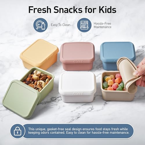ISSEVE 8oz Silicone Snack Containers for Kids, with Lids, Reusable,6Pack - size: 8oz-6pack