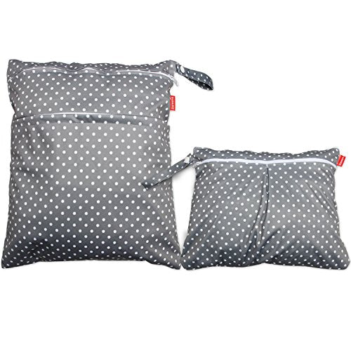 Damero 2pcs Travel Wet Dry Bag with Handle, Gray Dots - color: Gray Dots, size: 2 Count (Pack of 1)