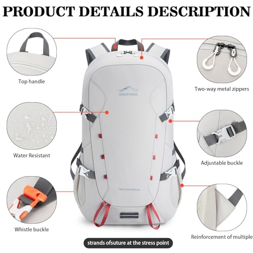 BAGPARKK 35L Ultra Lightweight Foldable Packable Hiking Backpack - color: Light Gray