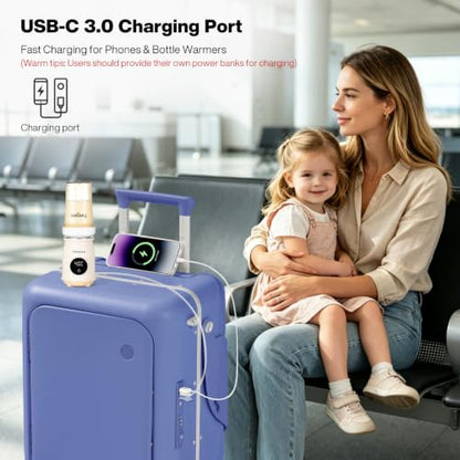 mixi 20 Inch Ride On Suitcase for Kids Luggage with Seat, Dreamy Purple - color: Dreamy Purple