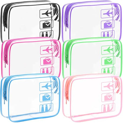 Clear Makeup Bags Toiletry bags Quart Size Travel Bag,6 Packs - color: 6Color-6pc
