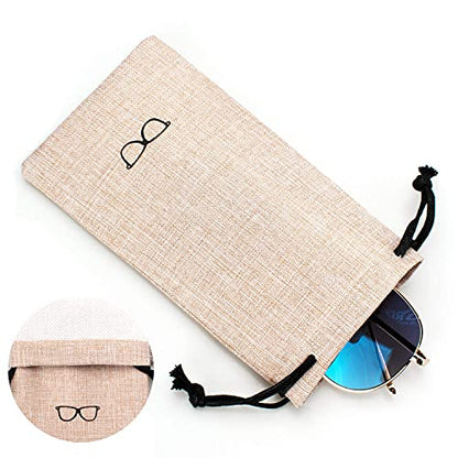 Vemiss Hard Shell Sunglasses Case, Large Linen Fabric Protective Glasses Case for Men Women - color: Khaki 1, size: Sunglass Case