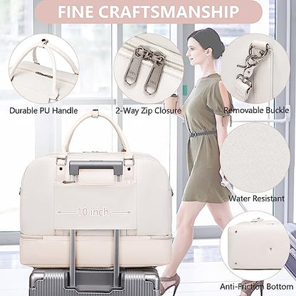 4PCS Weekender Bags for Women Large Overnight Weekend Travel Duffel Bags - color: White-FH