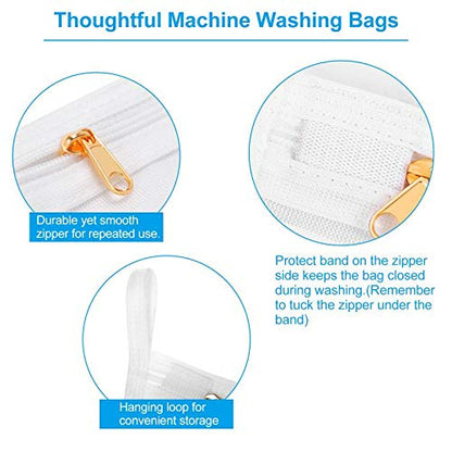 GOGOODA 3 Pack Delicates Laundry Bags, Fine Mesh Wash Bag with Hanging Loop - size: 3 set (1 Medium, 1 Large, 1Xlarge)