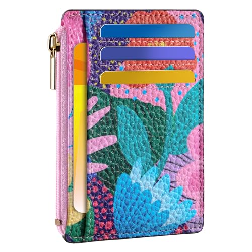 Tipmile Womens Credit Card Holder Wallet, Small Slim RFID Blocking Sleeve - color: Floral Bloom