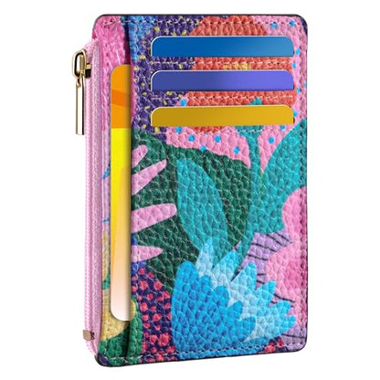 Tipmile Womens Credit Card Holder Wallet, Small Slim RFID Blocking Sleeve - color: Floral Bloom