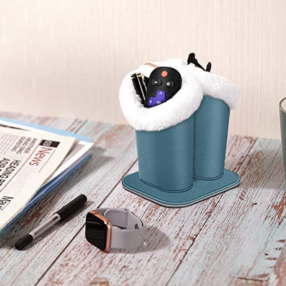 FINTIE Plush Lined Double Eyeglasses Holder with Magnetic Base for Desk - color: Ocean Blue