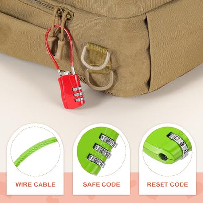 MECCANIXITY 2pcs Luggage Travel Lock 3 Digit Cable Combination Lock Green - color: Green, size: 5 Inch