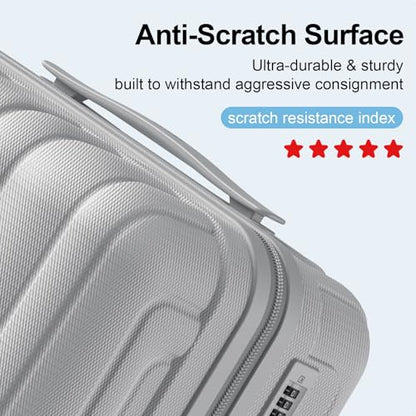 MGB 24 Inch Checked Hard Shell Suitcase, Scratch Resistant with TSA Lock - color: Silver, size: 24 Inch - Checked