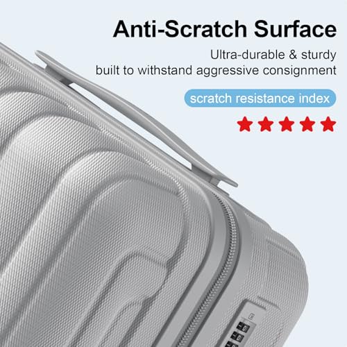 MGB Hardside Carry On Luggage 22x14x9 Airline Approved, Scratch Resistant - color: Silver, size: 20 Inch - Carry-on
