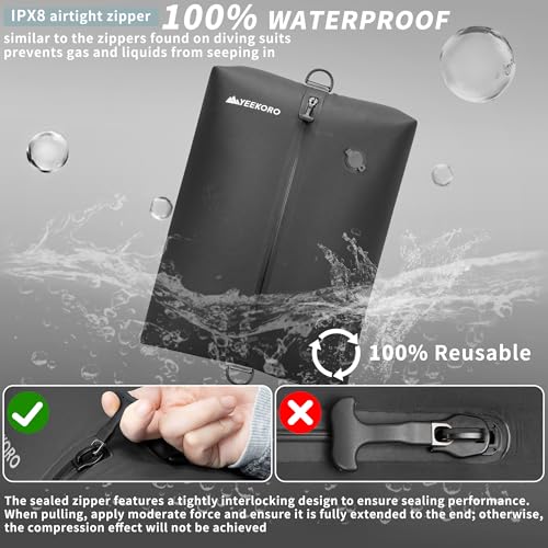 Vacuum Bag for Travel,IPX8 Waterproof Reusable Compression Bags - color: Deep Black, size: 2 PC -With Pump