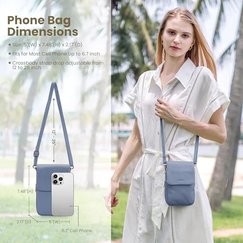 befen Genuine Leather Crossbody Bags for Women, Cell Phone Cross body Purse Bag with RFID Blocking Card Slots - color: Light Blue