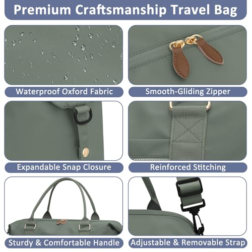 ELONGRIVER Women Travel Duffle Bags, Weekender Overnight Bag, Hospital Bag - color: Army Green, size: Large