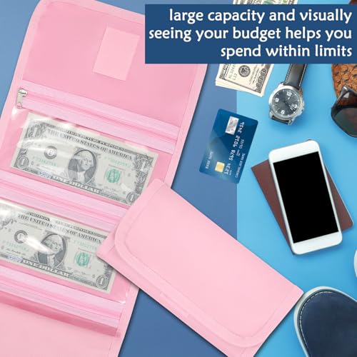 Money Organizer with Zipper,Cash Envelopes Budget Binder - color: Pink