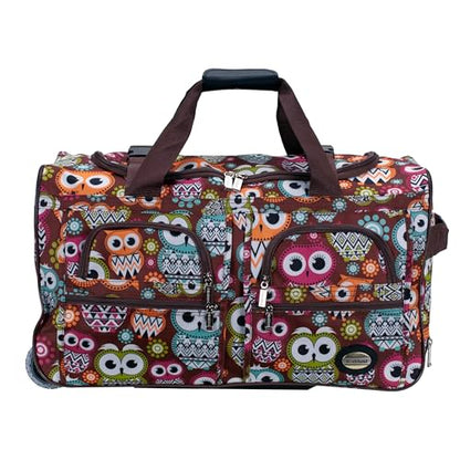 Rockland Rolling Duffel Bag, Black, 22" - color: OWL, size: 22"