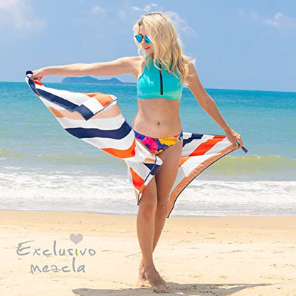 Exclusivo Mezcla 6 Pack Microfiber Quick Dry Oversized Beach Pool Towels - color: Green/Purple/Navy/Brown/Blue/Black, size: 35" x 70"