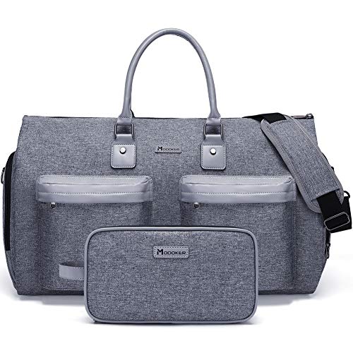 Travel Garment Bag,45L convertible garment bag carry on for hanging clothes - color: Grey Heather