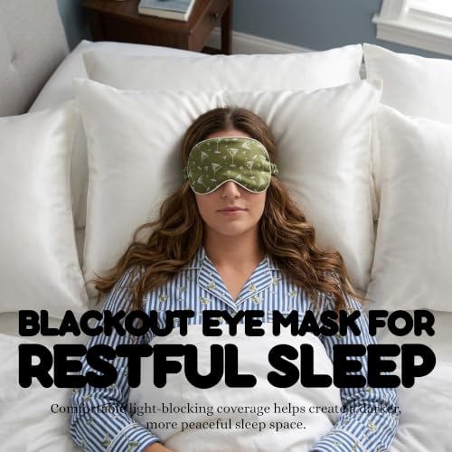 Satin Sleep Mask - 2 Pack - Champagne & Martini Print - color: 2 Pack - Champagne & Martini Print