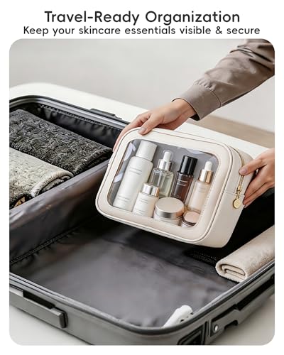 Clear Travel Toiletry makeup Bag 11" Large Organizer for Cosmetics Pouch - color: white-Large