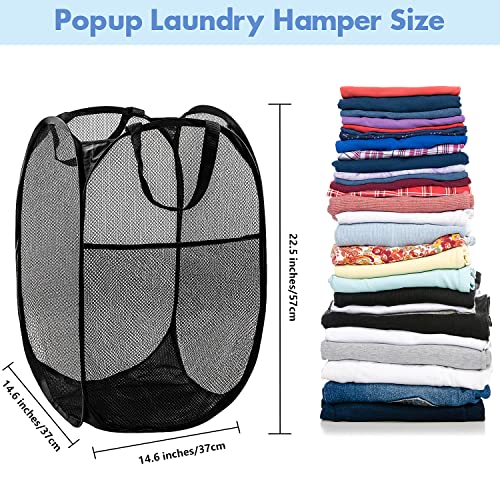 2 Pack Pop Up Laundry Hampers, 70 L Collapsible Foldable Mesh Basket, Black - color: 2 PCS Black