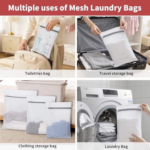 150L Laundry Bag Backpack with 3 Sizes Mesh Wash Bags and Shoulder Straps - color: Bright Red, size: 150L
