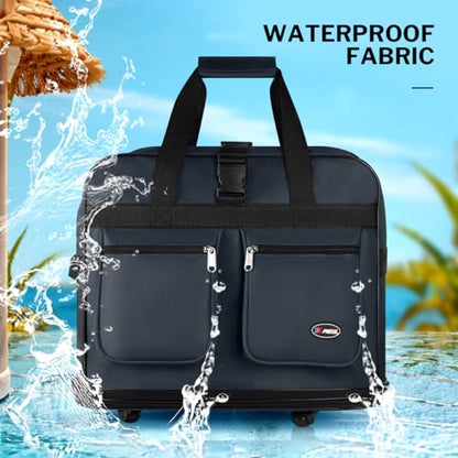 30'' Expandable Rolling Duffel Bag Suitcases w/Wheels,Foldable Luggage Bag - color: Navy, size: 30"