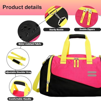 Urbanstand Gym Bag for Men & Women - 30L Duffle Bags with Shoe Compartment - color: Pink Yellow