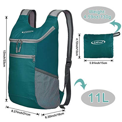 G4Free 10L Lightweight Packable Hiking Backpack, Nylon Daypack Daily Travel - color: Dark Green, size: Small