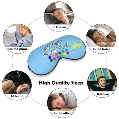 Custom Eye Mask for Men Women Personalized Sleep Mask Add Your Photo Text Logo Adjustable Strap Eyeshade for Sleeping Travel Work, LightSkyBlue - color: Lightskyblue