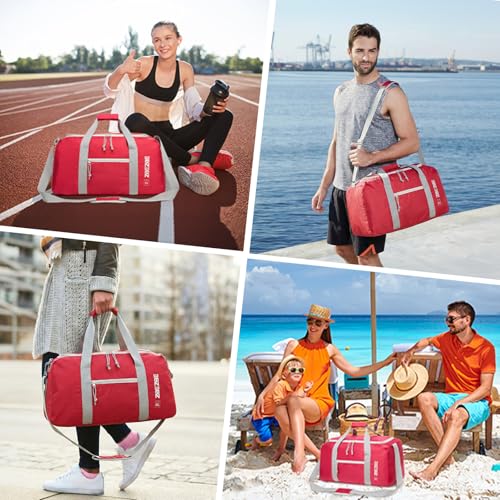 Foldable Travel Duffel Bag 65L, Large Capacity Bag for Trips - color: Deep Fuchsia, size: 65L