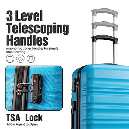 LONG VACATION Luggage Sets, 6 Piece, Hardshell Suitcase with Spinner Wheels - color: SKY BLUE, size: 6-Piece Set
