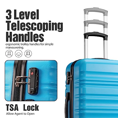 LONG VACATION Luggage Sets, 6 Piece, Hardshell Suitcase with Spinner Wheels - color: SKY BLUE, size: 6-Piece Set